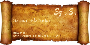 Szima Sándor névjegykártya